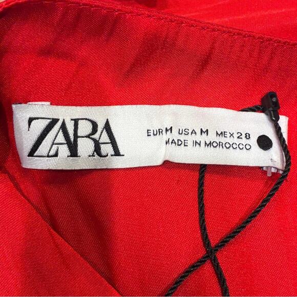 Zara Red Satin Sleeveless Maxi Wrap Dress Sz Medium - Picture 5 of 8